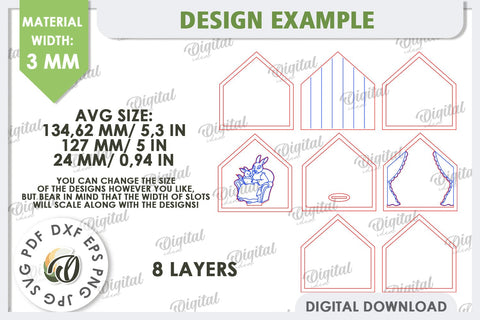 3D Wooden Easter House Laser Cut. Easter Decor SVG SVG Evgenyia Guschina 