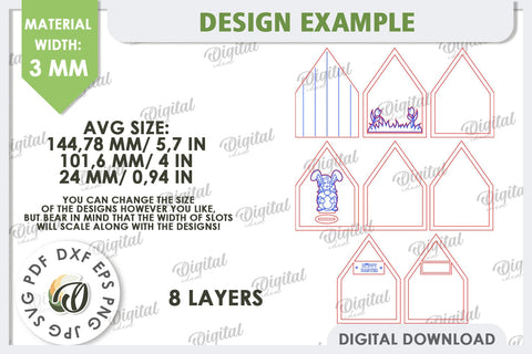 3D Wooden Easter House Laser Cut. Easter Decor SVG SVG Evgenyia Guschina 