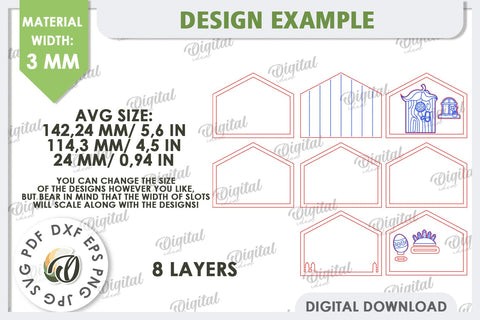 3D Wooden Easter House Laser Cut. Easter Decor SVG SVG Evgenyia Guschina 