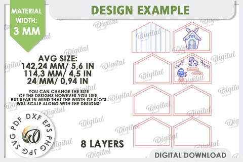3D Wooden Easter House Laser Cut. Easter Decor SVG SVG Evgenyia Guschina 