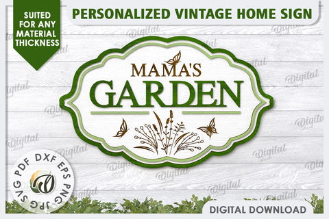 3D Wooden Garden Sign Laser Cut. Mama's Sign SVG SVG Evgenyia Guschina 