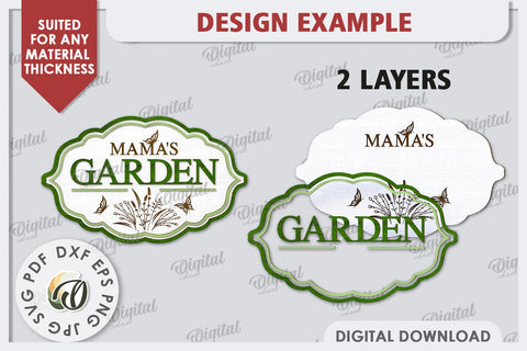 3D Wooden Garden Sign Laser Cut. Mama's Sign SVG SVG Evgenyia Guschina 