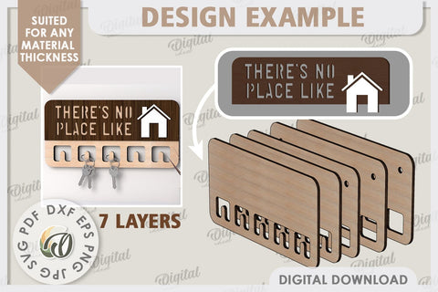 3D Wooden Key Holder Laser Cut. Home Decor SVG SVG Evgenyia Guschina 