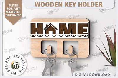 3D Wooden Key Holder Laser Cut. Home Decor SVG SVG Evgenyia Guschina 