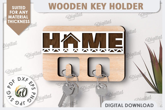 3D Wooden Key Holder Laser Cut. Home Decor SVG SVG Evgenyia Guschina 
