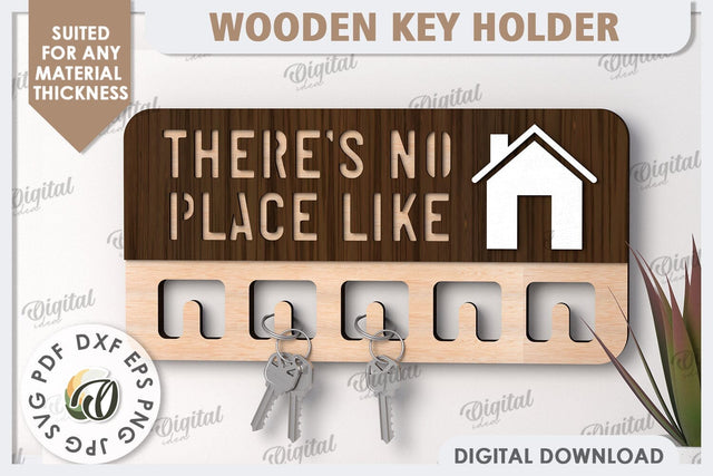 3D Wooden Key Holder Laser Cut. Home Decor SVG SVG Evgenyia Guschina 