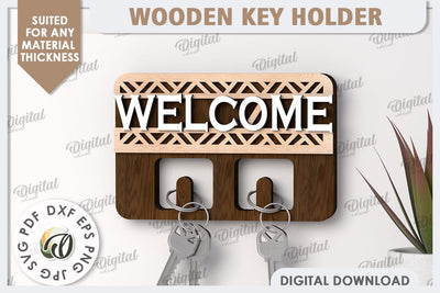 3D Wooden Key Holder Laser Cut. Home Decor SVG SVG Evgenyia Guschina 