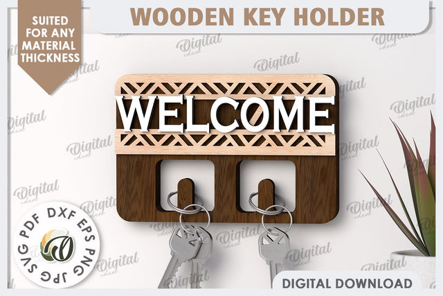 3D Wooden Key Holder Laser Cut. Home Decor SVG SVG Evgenyia Guschina 