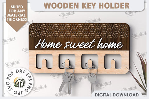 3D Wooden Key Holder Laser Cut. Home Decor SVG SVG Evgenyia Guschina 