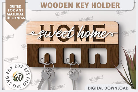 3D Wooden Key Holder Laser Cut. Home Decor SVG SVG Evgenyia Guschina 