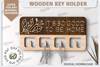 3D Wooden Key Holder Laser Cut. Home Decor SVG SVG Evgenyia Guschina 