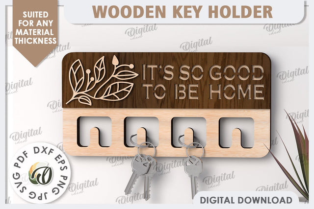 3D Wooden Key Holder Laser Cut. Home Decor SVG SVG Evgenyia Guschina 