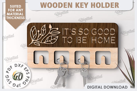 3D Wooden Key Holder Laser Cut. Home Decor SVG SVG Evgenyia Guschina 