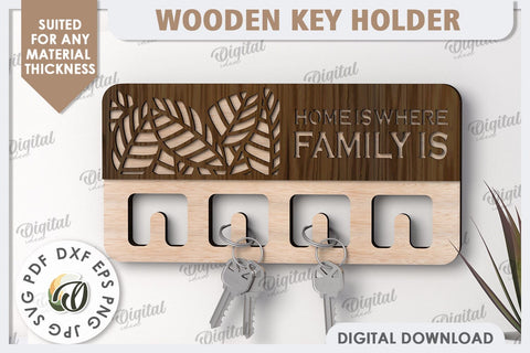 3D Wooden Key Holder Laser Cut. Home Decor SVG SVG Evgenyia Guschina 