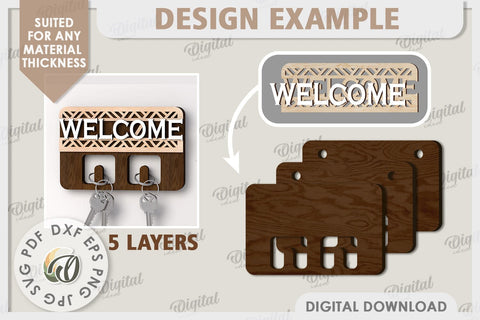 3D Wooden Key Holders Laser Cut Bundle. Home Decor SVG SVG Evgenyia Guschina 