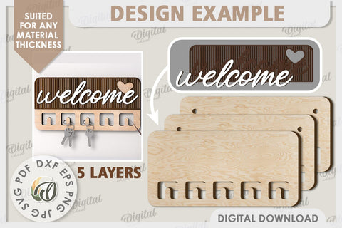 3D Wooden Key Holders Laser Cut Bundle. Home Decor SVG SVG Evgenyia Guschina 