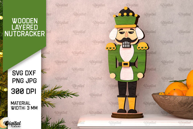 3D Wooden layered Christmas Nutcracker Laser Cut. Xmas Decor SVG SVG Evgenyia Guschina 