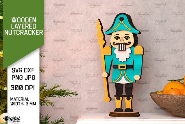 3D Wooden layered Christmas Nutcracker Laser Cut. Xmas Decor SVG SVG Evgenyia Guschina 