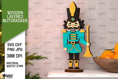 3D Wooden layered Christmas Nutcracker Laser Cut. Xmas Decor SVG SVG Evgenyia Guschina 
