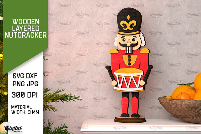 3D Wooden layered Christmas Nutcracker Laser Cut. Xmas Decor SVG SVG Evgenyia Guschina 
