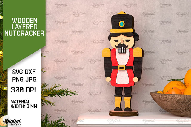 3D Wooden layered Christmas Nutcracker Laser Cut. Xmas Decor SVG SVG Evgenyia Guschina 