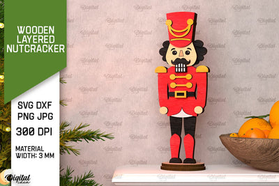 3D Wooden layered nutcracker Laser Cut. Xmas SVG SVG Evgenyia Guschina 