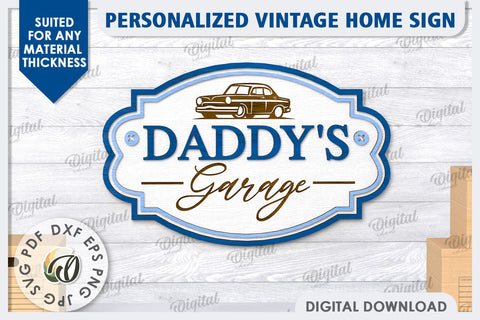3D Wooden Sign Laser Cut. Daddy's Garage Sign SVG SVG Evgenyia Guschina 