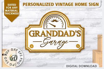 3D Wooden Sign Laser Cut. Granddad's Garage Sign SVG SVG Evgenyia Guschina 