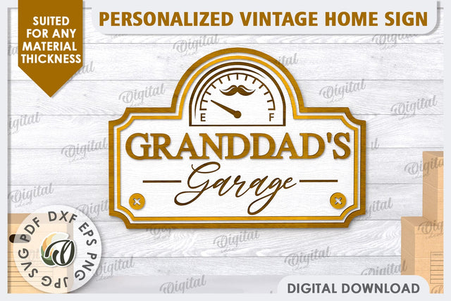 3D Wooden Sign Laser Cut. Granddad's Garage Sign SVG SVG Evgenyia Guschina 
