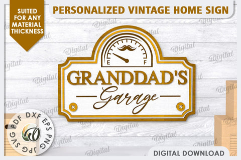 3D Wooden Sign Laser Cut. Granddad's Garage Sign SVG SVG Evgenyia Guschina 