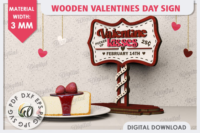 3D Wooden Valentines Day Sign Laser Cut. Love Sign SVG SVG Evgenyia Guschina 