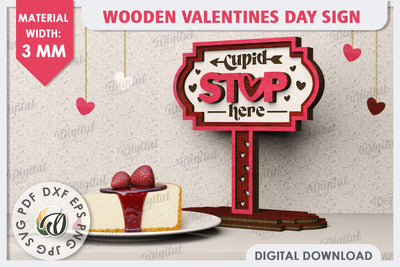 3D Wooden Valentines Day Sign Laser Cut. Love Sign SVG SVG Evgenyia Guschina 