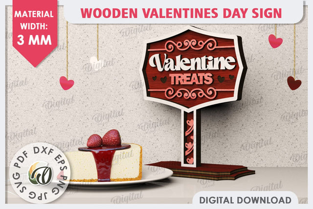 3D Wooden Valentines Day Sign Laser Cut. Love Sign SVG SVG Evgenyia Guschina 