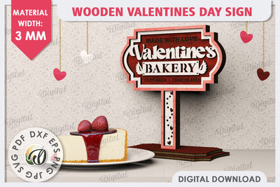 3D Wooden Valentines Day Sign Laser Cut. Love Sign SVG SVG Evgenyia Guschina 