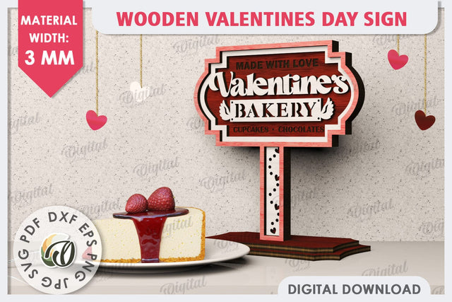 3D Wooden Valentines Day Sign Laser Cut. Love Sign SVG SVG Evgenyia Guschina 