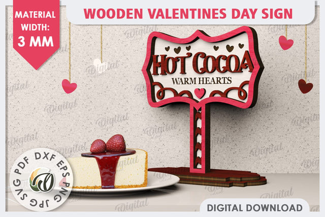 3D Wooden Valentines Day Sign Laser Cut. Love Sign SVG SVG Evgenyia Guschina 