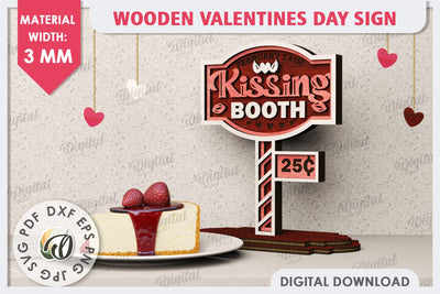 3D Wooden Valentines Day Sign Laser Cut. Love Sign SVG SVG Evgenyia Guschina 