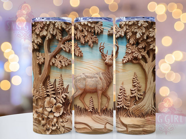 3D Woodland Deer Hunting Tumbler Wrap, 3D Forest Deer, Woodland Animal Tumbler, Hunting Gift Tumbler, Nature Lover Tumbler, Rustic Deer Sublimation, Wildlife Art Tumbler Sublimation SvggirlplusArt 