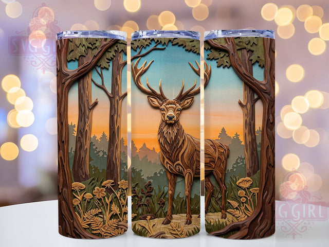 3D Woodland Deer Hunting Tumbler Wrap, 3D Forest Deer, Woodland Animal Tumbler, Hunting Gift Tumbler, Nature Lover Tumbler, Rustic Deer Sublimation, Wildlife Art Tumbler Sublimation SvggirlplusArt 