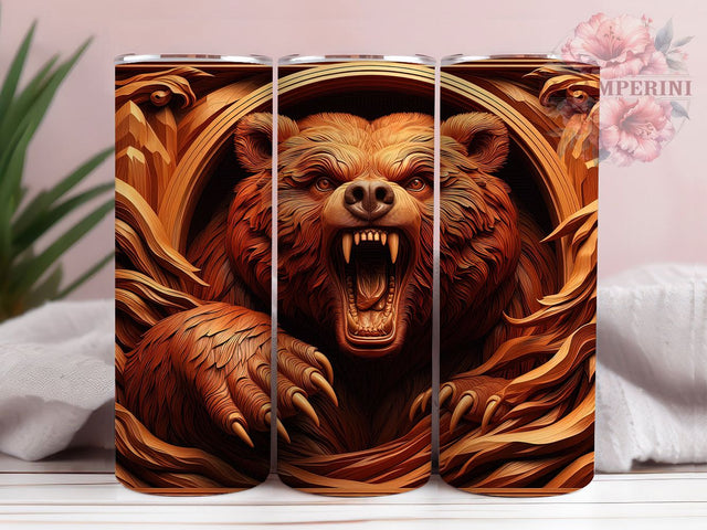3D Woodsy Bear Hunting Tumbler, Forest Wildlife Design, 3D Bear Tumbler Wrap, Hunting Tumbler Design, Outdoor Adventure Tumbler, Woodsy Tumbler Wrap Sublimation Li Zamperini 