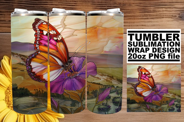 3D Wrap Butterfly Glitter Tumbler Sublimation afrosvg 