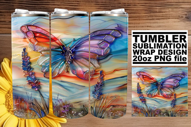 3D Wrap Spring Butterfly Tumbler Sublimation afrosvg 