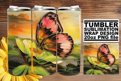 3D Wrap Tumbler Spring Butterfly Sublimation afrosvg 