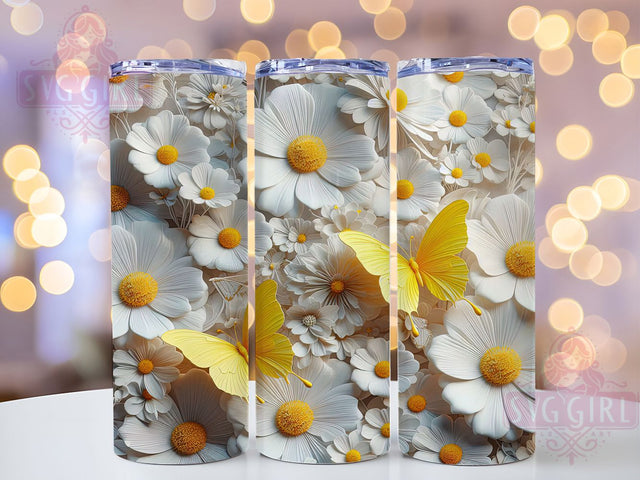 3D Yellow Butterfly 20oz Tumbler Wrap, Yellow Butterfly Wrap, 20oz Sublimation, Butterfly Drinkware, Spring Tumbler Design, Insect Lover Gift, Colorful Tumbler Design Sublimation SvggirlplusArt 