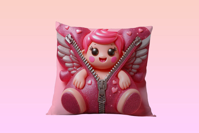 3D Zipper Cupid Valentine Pillow Sublimation BB Type Studios 