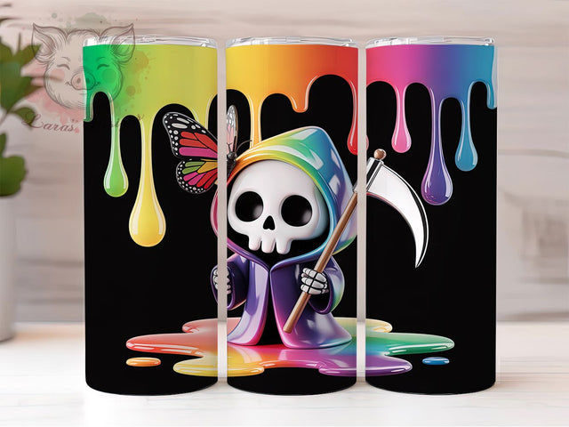 3D Zombie Cute Skulls Halloween Tumbler, Cute Skulls Wrap, Halloween Zombie Cup, Spooky Skull Sublimation, 20oz Tumbler Wrap, Creepy Cute Drinkware, Zombie Skull Design Sublimation Lara' s Designs 