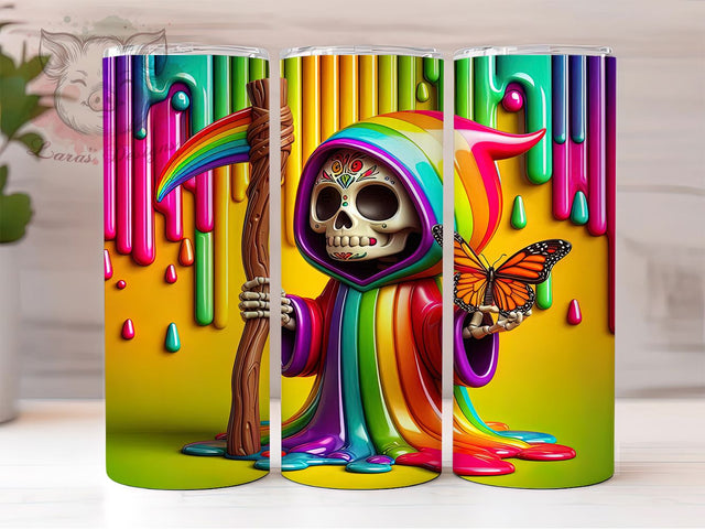 3D Zombie Cute Skulls Halloween Tumbler, Cute Skulls Wrap, Halloween Zombie Cup, Spooky Skull Sublimation, 20oz Tumbler Wrap, Creepy Cute Drinkware, Zombie Skull Design Sublimation Lara' s Designs 