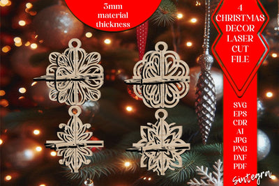3DChristmas 4Balls Set SVG Laser Cut v22 SVG Sintegra 