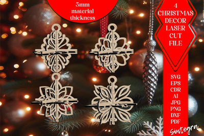 3DChristmas 4Balls Set SVG Laser Cut v23 SVG Sintegra 