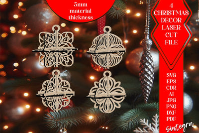 3DChristmas 4Balls Set SVG Laser Cut v27 SVG Sintegra 